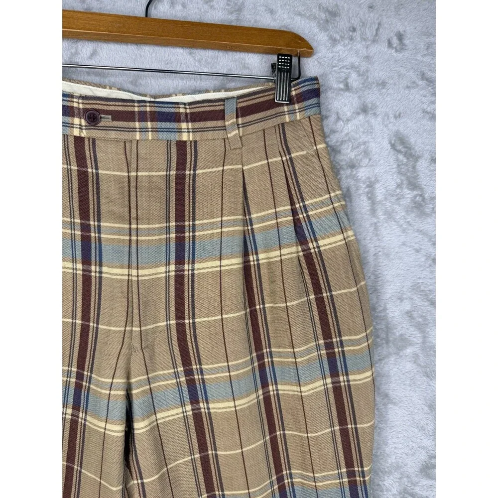 Pearly Gates Pants Mens 30x30 Plaid Tapered Golf Wool Old School Pleated Classic